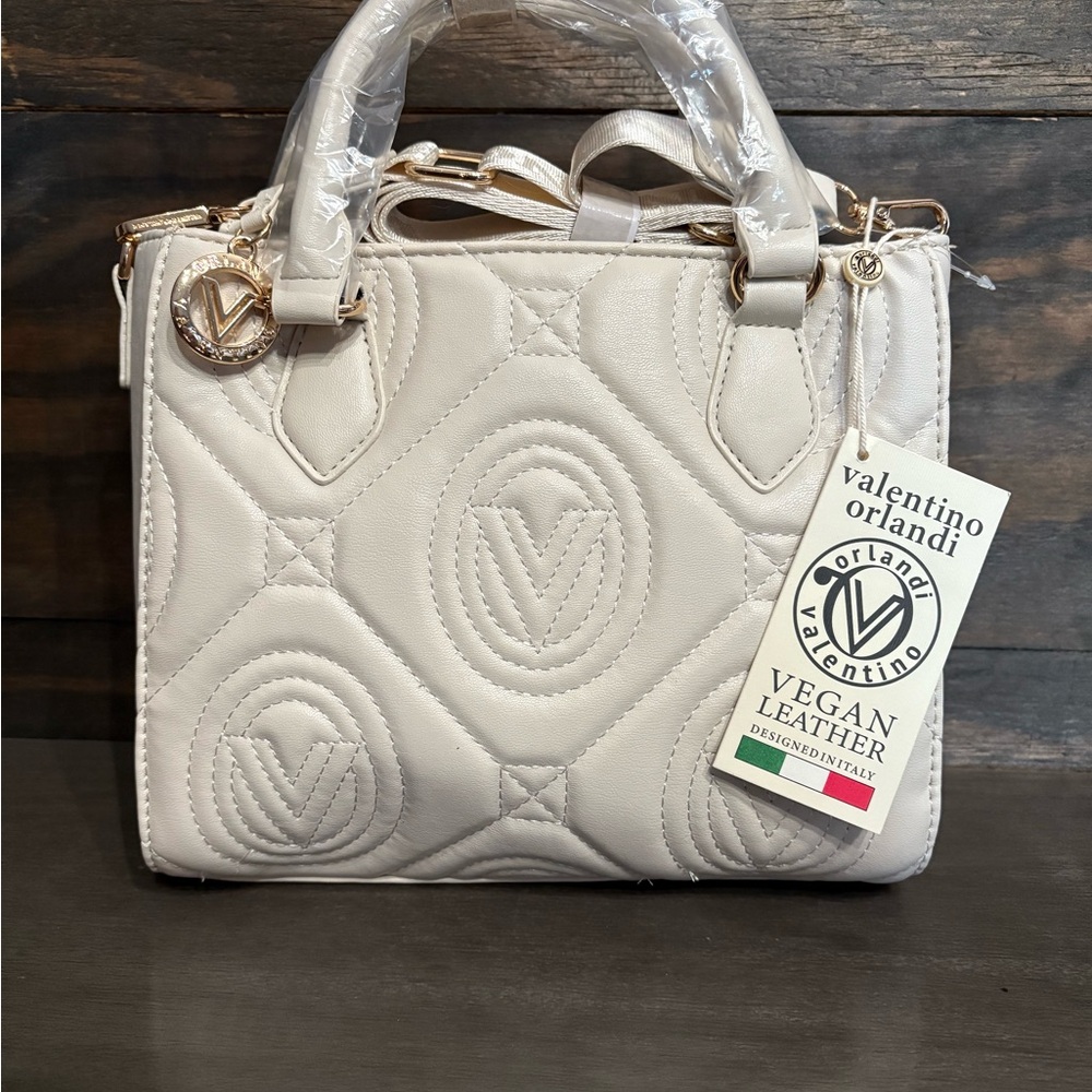 Valentino Orlandi Vegan Leather Handbag - Cream